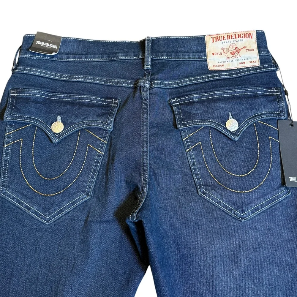True Religion Billy Relaxed Bootcut Jeans Mens 32 Dark Blue New Flap Pocket